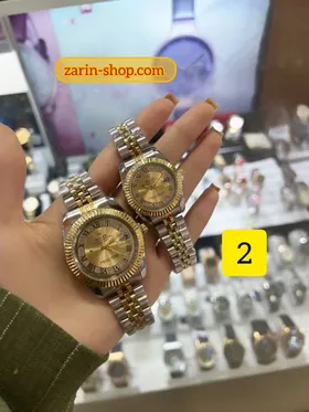 ساعت زنانه و مردانه رولکس نگینی طلایی و دو رنگ