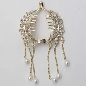 گیره فلزی گوجه ای نگین‌دار کد 240