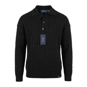 پلیور بافت دو دکمه طرح مارپیچ برند Polo Ralph Lauren
