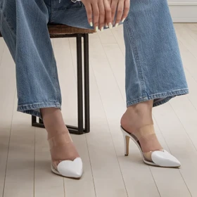 کفش پاشنه‌بلند زنانه مدل قلبی_سفید کد 3021