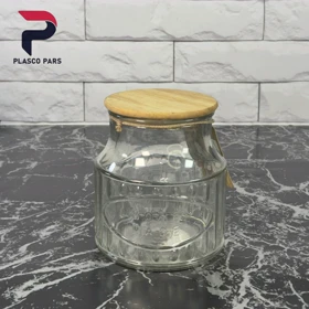 بانکه شیشه ای 800 درب چوبی لیمون