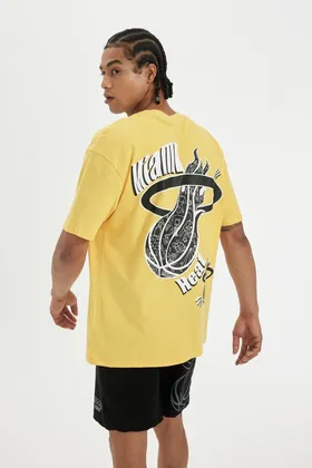 تیشرت آستین کوتاه چاپی DeFactoFit NBA Miami Heat Boxy Fit Crew B9888AX24SM