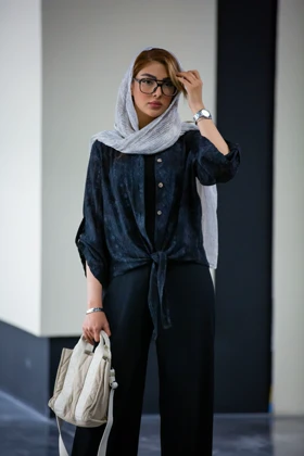 شومیز گازوئیلی گره‌ای (مشکی)