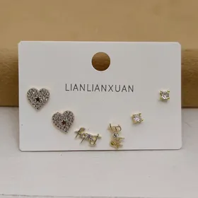 پک گوشواره نگین‌دار سیناز با آبکاری نقره925 رنگ گلد