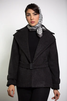 پالتو کت موهر کمربند کش (مشکی)