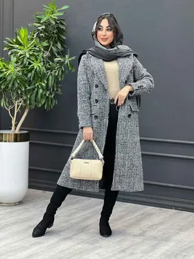 پالتو چهارخونه بلند شش دکمه