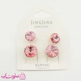 گوشواره دخترانه ژوپینگ با کریستال صورتی