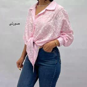 شومیز زنانه کراپ شیشه ای گل 002911247926