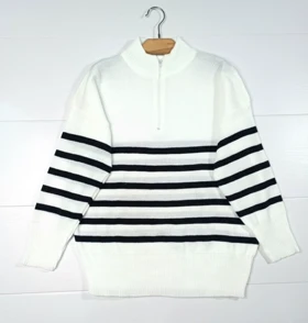 بلوز بافت نیم زیپ