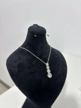 گردنبند نقره زنانه نگین گرد 969