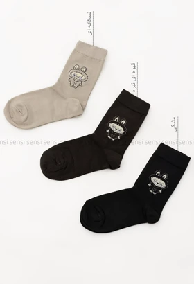 جوراب(Labubu)ساق‌دار پنبه کد1004998