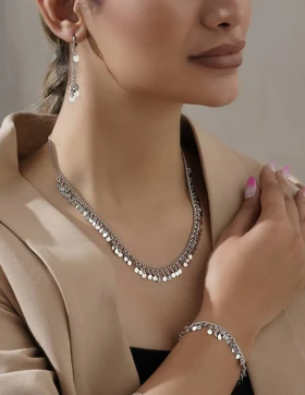 نیم ست زنانه طرح سکه ای سفید برند YSX