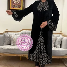 مانتو مخمل مجلسی مزونی بلند