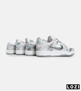 کفش کتانی مردانه و زنانه طوسی سفید NIKE dunk low steam puppet