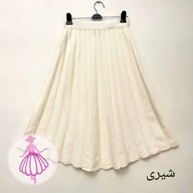 دامن بافت خارجی نیم کلوش در رنگبندی متنوع(کد1424) (شیری)