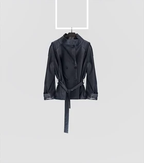 بارانی کوتاه چرم 1305 Pinki در دو رنگ