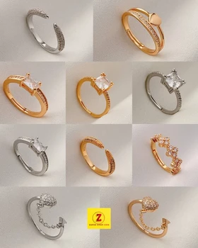 انگشتر فری سایز زنانه نگینی مارک CM