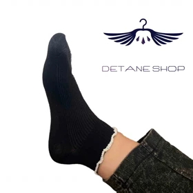 جوراب مچی طرح کبریتی چین‌دار پادوک (مشکی)