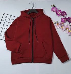 سویشرت کلاهدار داخل کرکی مدل ویانا کد 40201 (زرشکی قد 62-65)