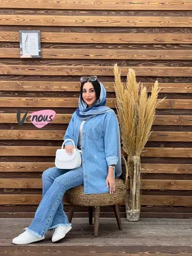مانتو جین دوجیب چاک‌دار