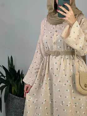 پیراهن مانتویی کاج همراه با کمربند