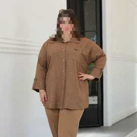 شومیز مانتویی سایزبزرگ مدل نقره کد 353