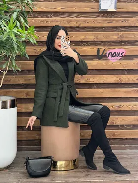 پالتو فوتر چهاردکمه کمردار