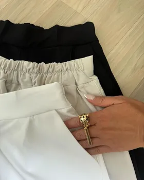 شلوار مام استایل دمپا پاکتی پارچه ای کمرکش