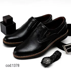 کفش چرم طبیعی تبریز تمام مشکی آرم Clarks فلزی
