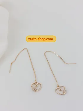 گوشواره بلند بخیه نگینی طرح جواهر