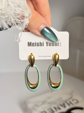 گوشواره میناکاری سبز ترند 2026 رنگ ثابت
