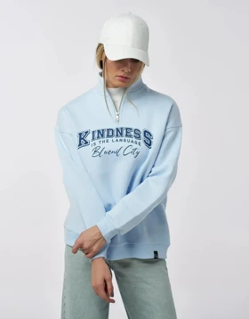 اوور سایز نیم زیپ چاپ دار