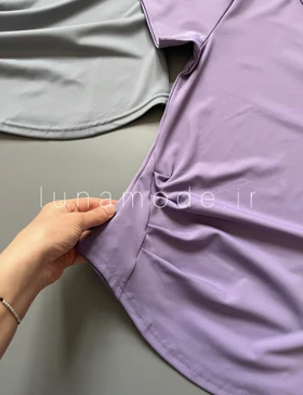 تیشرت زنانه یقه هفت بغل چین‌دار