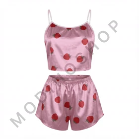 ست تاپ و شلوارک طرح توت فرنگی 221