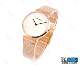 ساعت زنانه رومانسون بند حصیری رزگلد Romanson-1718-L