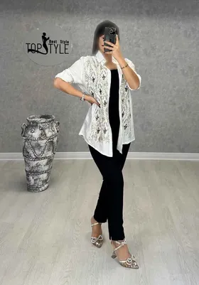 شومیز کنفی گلدوزی خارجی : 8700