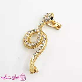 گوشواره لاله گوش نگین‌دار طرح مار طلایی