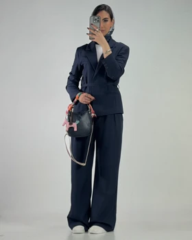 کت و شلوار دو بند کد 800023 (سرمه اى)