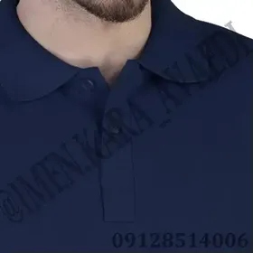 تیشرت یقه دار دکمه‌ایی رنگ سرمه ایی