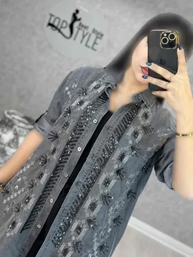 شومیز جین گل دوزی شده : 8699