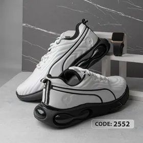 کتانی بنددار سفید زیره ژله ای مشکی پوما سایز بزرگ