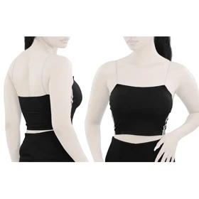 نیم‌تنه کاپ‌دار لیزری ورزشی زنانه مدل 5B0194 مشکی