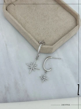 گوشواره دو قطعه آویز ستاره شمالی