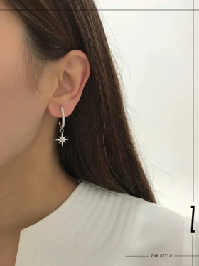 گوشواره دو قطعه آویز ستاره شمالی