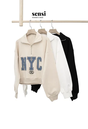 نیم زیپ NYC گلدوزی کراپ