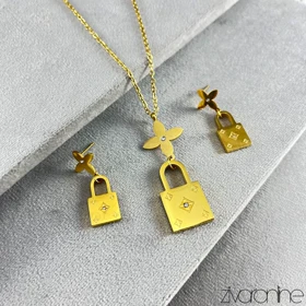 نیم ست مدل لویی ویتون با آویز قفل 10146