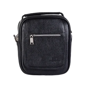 کیف دوشی چرم دو زیپ مردانه (مشکی)