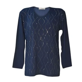 بلوز زنانه ویسکوز نگین‌دار مجلسی