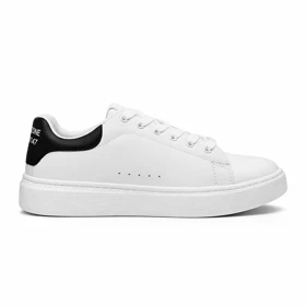 کفش کتانی طرح مک کوئین سفید پشت مشکی کد 295205