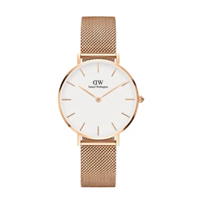 ساعت دنیل ولینگتون حصیری زنانه رزگلد صفحه سفید Daniel Wellington Rosegold